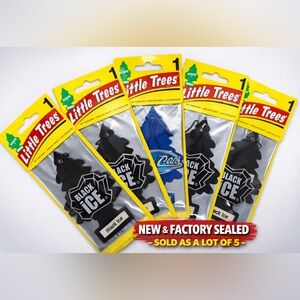 LITTLE TREES 4 Black Ice/ 1 New Car Hanging Air Freshener – (5 Pack)